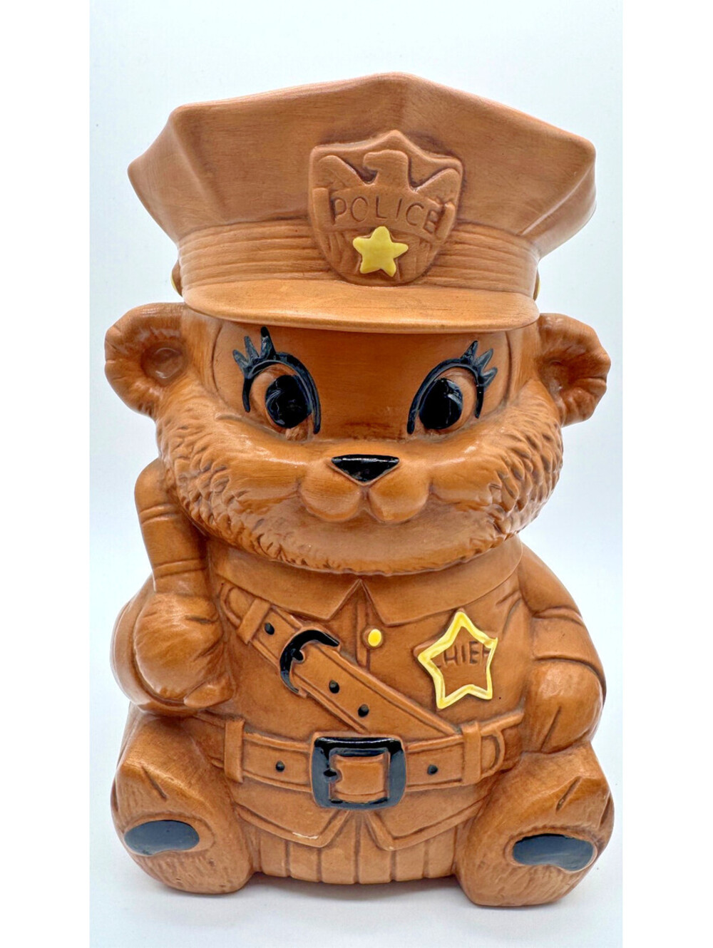 Vintage 1960s Twin Winton Police Chief Teddy Bear Cookie Jar California USA